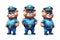 a picture of three cheerful police bears, on a white background, in a police uniform generated by AI, generative assistant.