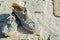 Picture of vintage old shabby sneakers at seacost