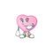 Picture of waiting pink love balloon on cartoon mascot style design