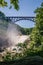 Picture of waterfalls and a railroad bridge above the waterfalls