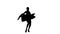 In the picture on a white background in the silhouette. A young, slender woman, demonstrate dance moves in the direction