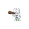 A picture of white mouse Sailor style with binocular