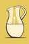A picture of a white pitcher with a yellow background. AI generative image