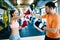 Picture of woman boxing with her trainer