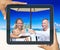 Picture of Woman and Man Having Champagne by the Beach