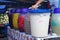 Picture of a woman serving Aguas frescas in a Honduras Market Tegucigalpa 2