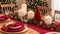 A Picture Of A Wonderfully Vibrant Christmas Table Setting With Candles And Ornaments AI Generative
