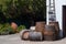 PIcture of wooden winery barrels in Crete