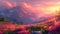a picture of the world coming to life as dawn breaks, illuminating the mountain hills with soft hues of pink and orange.