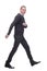 Picture of a young business man walking forward - side view