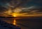 Pictures of a sunset on the frozen Baltic Sea near the Finnish town of Rauma