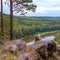 Picturesque aerial landscape with Chusovaya river
