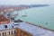 Picturesque aerial landscape view of Venice from the bell tower of the Cathedral of St. Mark