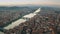 Picturesque aerial shot of bridges over the Arno river in Florence, Italy