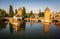 Picturesque aerial view of Ponts Couverts, the iconic bridges of Strasbourg, France