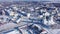 Picturesque aerial view of snow covered Zaraysk cityscape overlooking Trinity Church on sunny winter day, Moscow Oblast