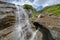 Picturesque Alpine waterfall, Grossglockner High Alpine Road in