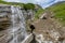 Picturesque Alpine waterfall, Grossglockner High Alpine Road in