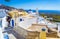 Picturesque architecture of Pyrgos Kallistis Santorini scenery Greece