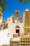 Picturesque architecture of Pyrgos Kallistis Santorini scenery Greece