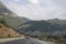 Picturesque asphalt road in the mountains of Turkey. Tourist transport and directions.