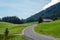 A picturesque asphalted mountain road through the Alps. Austria