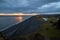 Picturesque autumn evening view to endless ocean  black volcanic sand beach from Dyrholaey Cape Viewpoint, Vik, South Iceland