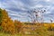 Picturesque autumn landscape. View from the hill to the lowland