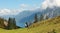 Picturesque autumnal landscape and view to achensee, austria