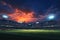 A picturesque baseball stadium with a stunning sunset creating a magical ambiance, Stadium of cricket night, AI Generated