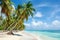 Picturesque Beach with palm trees. Generate Ai