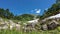 Picturesque boulders are scattered in the alpine valley.