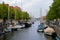 Picturesque canal with boats in Copenhagen