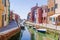 Picturesque canals of the island of Burano, Italy