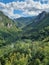 Picturesque canyon of the Tara river.Mountains surrounding the canyon.Forests on the slopes of the mountains