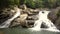 Picturesque Cascade Waterfall in Lush Jungles of Samui Island, Thailiand.