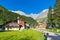 Picturesque and characteristic alpine village, Italy. Macugnaga Staffa, little mountain touristic village.