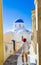 Picturesque churches of Pyrgos Kallistis Santorini scenery Greece