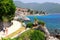 The picturesque city Herceg Novi, Montenegro, in mountains, shore of Kotor. Scenic summer resort landscape in Herceg Novi. Spring
