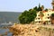 The picturesque city Herceg Novi, Montenegro, in mountains, shore of Kotor. Scenic summer resort landscape in Herceg Novi. Spring