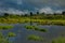 Picturesque cloud cover over the dacha village