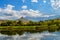 Picturesque cloud and mountain reflection landscape in Royal Natal National park Drakensberg South Africa