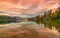 Picturesque clouds reflecting in the lake Bled, Slovenia