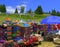 Picturesque colorful rugs openair stall