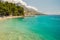 Picturesque dalmatian beach in baska voda, croatia