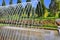 Picturesque dancing fountain in Sofievsky park, Uman, Ukraine. Fountain show, creative water design