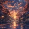 Picturesque depiction of quiet neighborhood street at dawn