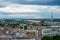 Picturesque detailed bird`s eye view on tiny colorful houses of capital of Latvia, Riga in rainy day