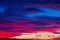 Picturesque dramatic colorful vibrant sunset sky with clouds