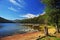 picturesque and exotic landscapes of lake and mountains blue sky san martin de los andes. lakar lake in summer patagonia neuquen